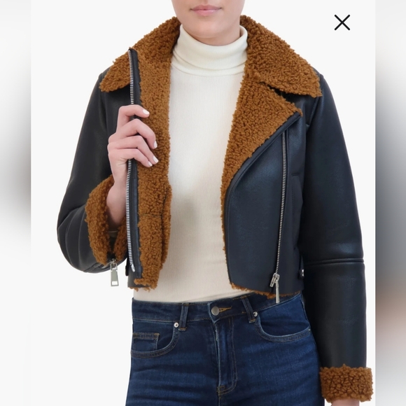 REBECCA MINKOFF Faux Shearling Moto Jacket. Sz S. MSRP $298 NWT - Picture 7 of 15